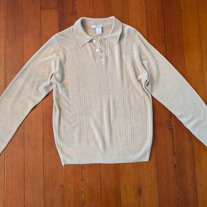 Geoffrey Beene Light Tan Cable Knit Sweater